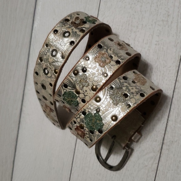 Accessories - Silver printed and embroidery woman belt M